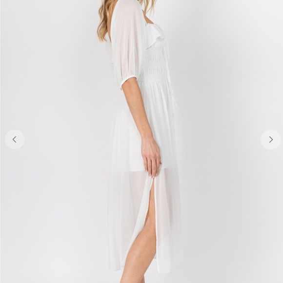 ❀ White Midi Dress Off Shoulder - Picture 8 of 12